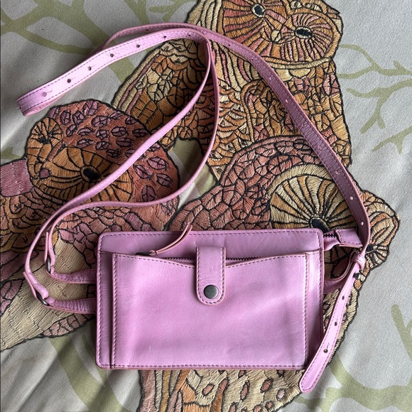 Free People Handbags - Free People Pink Leather Crossbody Wallet Bag